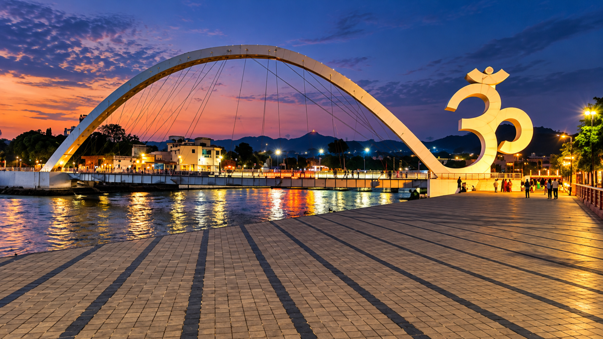Om Bridge Ghat - रात में