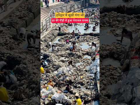 हरिद्वार में सूखी गंगा ! हर की पौड़ी से अचानक गायब हुआ गंगाजल । Haridwar Ganga #shorts - YouTube video